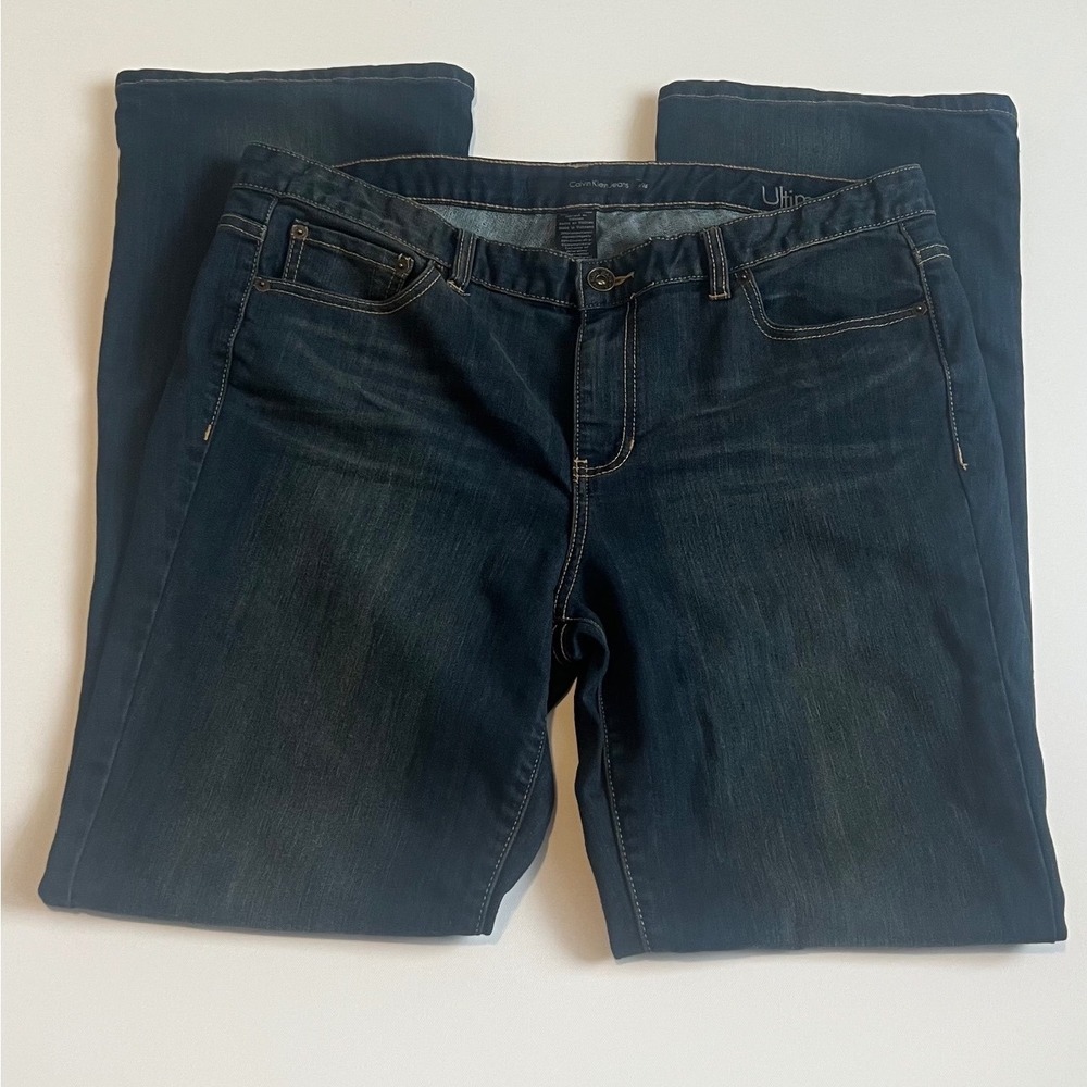 Calvin Klein Jeans Womens 33/16 Ultimate Boot Dark Wash Denim Blue Jeans